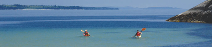 Sea kayaking in Open Bay, Quadra Island