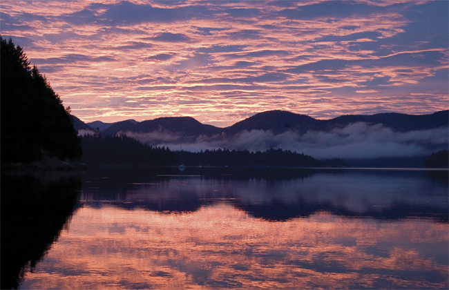 Sunset from Shark Spit, Discovery Islands, British Columbia, Canada