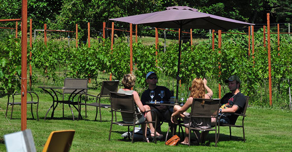 Sipping a chilled glass of local wine at SouthEnd Farm & Vinyards